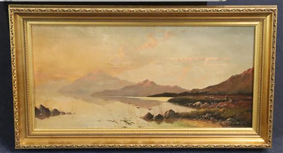 Charles Leslie (1835-1890) Snowdon from Capel Curig & Sunset over the Grampians 12 x 24in.